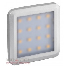 FLAT Светодиодный светильник точечный квадратный, серебро, 12V, нейтральный белый 4000К, 1.5W: FL12-QNO-NW1