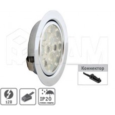 Светильник светодиодный врезной, хром, 12V, коннектор LED, теплый белый 3200К, 3W: FT9251(5050)04-3200