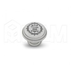 Ручка-кнопка D35мм белый/серебро винтаж керамика Vintage: WPO.77.00.Q3.000.T4