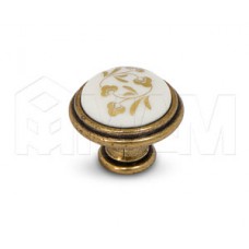 Ручка-кнопка D30мм бронза Орваль/керамика золотые узоры: WPO.771.000.00A8
