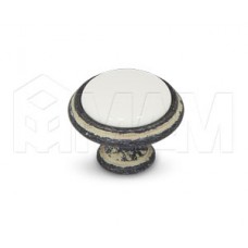Ручка-кнопка D30мм серебро черненое/слоновая кость керамика: WPO.771.000.00C2