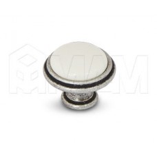 Ручка-кнопка D30мм серебро состаренное/керамика: WPO.771.000.00E8
